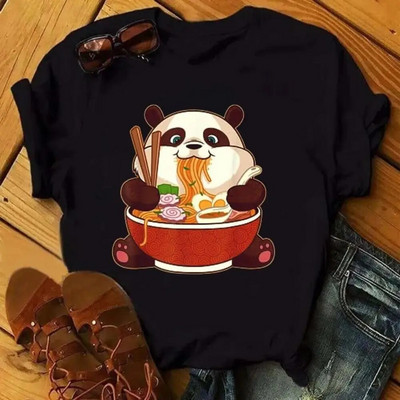 Moda desene animate panda Haine Tricou cu imprimeu grafic Ocazional Decolteu cu mânecă scurtă Tricou mărime mare Femei