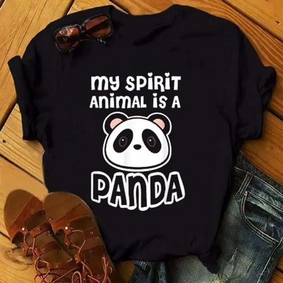 Moda desene animate panda Haine Tricou cu imprimeu grafic Ocazional Decolteu cu mânecă scurtă Tricou mărime mare Femei