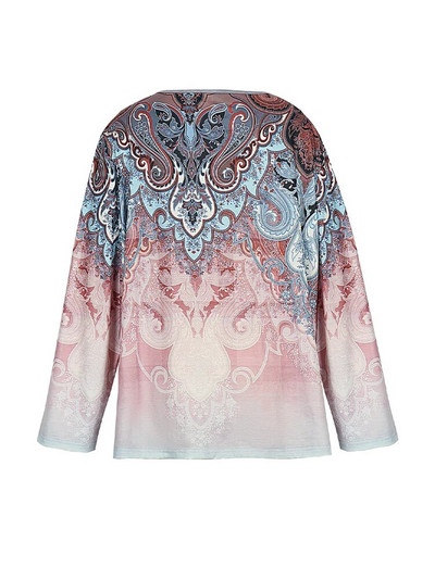 Didesnio dydžio 5XL vasariniai laisvalaikio marškinėliai, moteriški viršutiniai iškirptės viršutiniai dydžiai laisvi ilgomis rankovėmis retro spausdinti megztiniai, madingi marškinėliai ilgomis rankovėmis