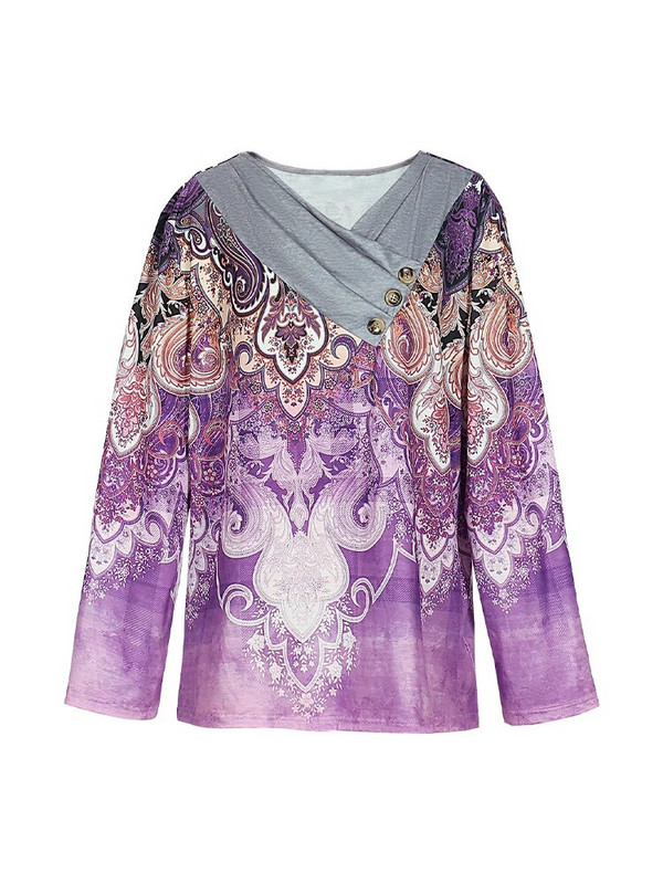 Didesnio dydžio 5XL vasariniai laisvalaikio marškinėliai, moteriški viršutiniai iškirptės viršutiniai dydžiai laisvi ilgomis rankovėmis retro spausdinti megztiniai, madingi marškinėliai ilgomis rankovėmis