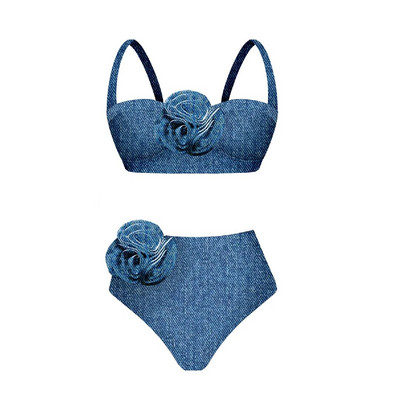 2024 3D cvjetni bikini s donjim kostimom Kupaći kostim visokog struka za žene Push Up dvodijelni ljetni ženski kupaći kostimi