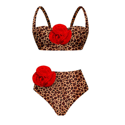 2024 3D cvjetni bikini s donjim kostimom Kupaći kostim visokog struka za žene Push Up dvodijelni ljetni ženski kupaći kostimi