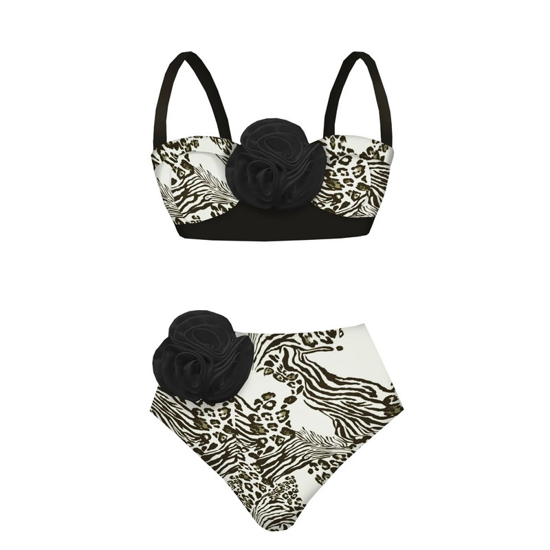 2024 3D cvjetni bikini s donjim kostimom Kupaći kostim visokog struka za žene Push Up dvodijelni ljetni ženski kupaći kostimi