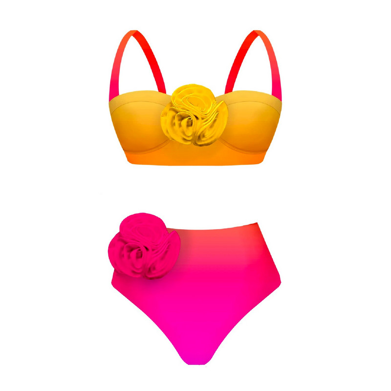 2024 3D cvjetni bikini s donjim kostimom Kupaći kostim visokog struka za žene Push Up dvodijelni ljetni ženski kupaći kostimi