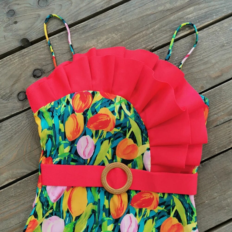 2023 Νέο σέξι στάμπα μαγιό με βολάν με κουκκίδες Γυναικείο μαγιό Ολόσωμο ολόσωμο ολόσωμο μπαλόνι Monokini μαγιό Γυναικείο σετ