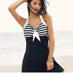 Vintage kupaći kostim velike veličine Dvodijelni kupaći kostim s haljinom na halterima Tankini kupaći kostimi Ženske prugaste kratke hlače za plažu Push-up
