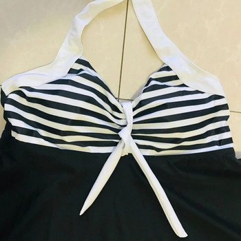 Vintage μαγιό δύο τεμαχίων μαγιό με φόρεμα Halter Tankini μαγιό Γυναικεία ριγέ Push-up Σορτς παραλίας