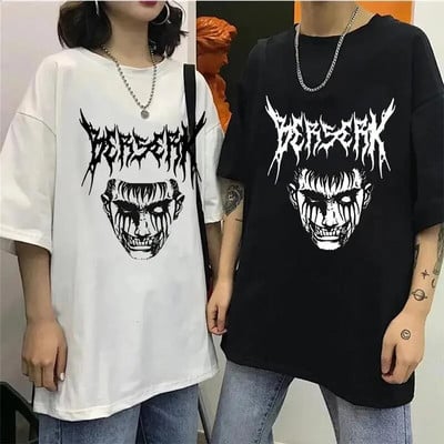 Japoniški anime „Berserk“ marškinėliai, moteriški, vyriški, „Manga Guts“ puikūs grafiniai marškinėliai „Streetwear“ medvilnė plius dydžio trumpomis rankovėmis