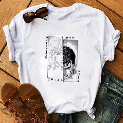 Majica kratkih rukava s japanskim animeom Berserk Žene Muškarci Manga Guts Cool Graphic T-shirt Ulična odjeća Pamučne majice kratkih rukava velikih veličina
