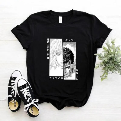 Majica kratkih rukava s japanskim animeom Berserk Žene Muškarci Manga Guts Cool Graphic T-shirt Ulična odjeća Pamučne majice kratkih rukava velikih veličina
