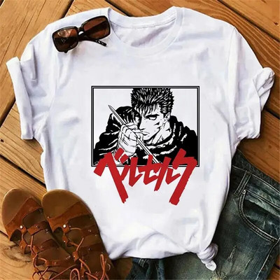 Majica kratkih rukava s japanskim animeom Berserk Žene Muškarci Manga Guts Cool Graphic T-shirt Ulična odjeća Pamučne majice kratkih rukava velikih veličina
