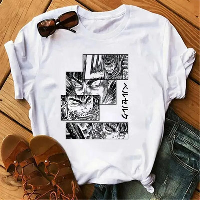 Majica kratkih rukava s japanskim animeom Berserk Žene Muškarci Manga Guts Cool Graphic T-shirt Ulična odjeća Pamučne majice kratkih rukava velikih veličina