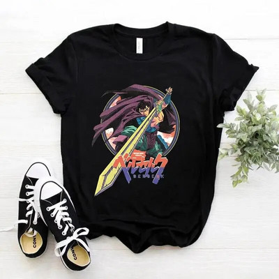 Majica kratkih rukava s japanskim animeom Berserk Žene Muškarci Manga Guts Cool Graphic T-shirt Ulična odjeća Pamučne majice kratkih rukava velikih veličina