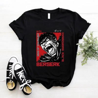 Majica kratkih rukava s japanskim animeom Berserk Žene Muškarci Manga Guts Cool Graphic T-shirt Ulična odjeća Pamučne majice kratkih rukava velikih veličina