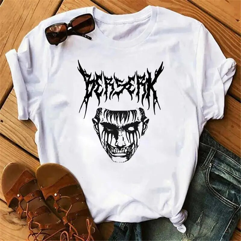 Majica kratkih rukava s japanskim animeom Berserk Žene Muškarci Manga Guts Cool Graphic T-shirt Ulična odjeća Pamučne majice kratkih rukava velikih veličina
