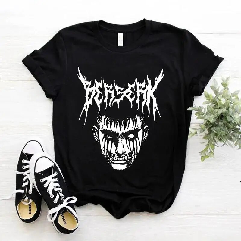 Majica kratkih rukava s japanskim animeom Berserk Žene Muškarci Manga Guts Cool Graphic T-shirt Ulična odjeća Pamučne majice kratkih rukava velikih veličina
