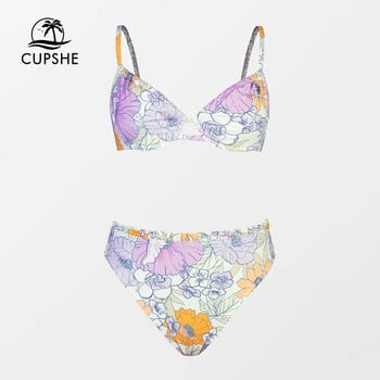 CUPSHE Underwire βολάν μπικίνι ψηλόμεσο σετ μαγιό για γυναίκες Σέξι ψηλό πόδι δύο τεμάχια μαγιό μαγιό 2024