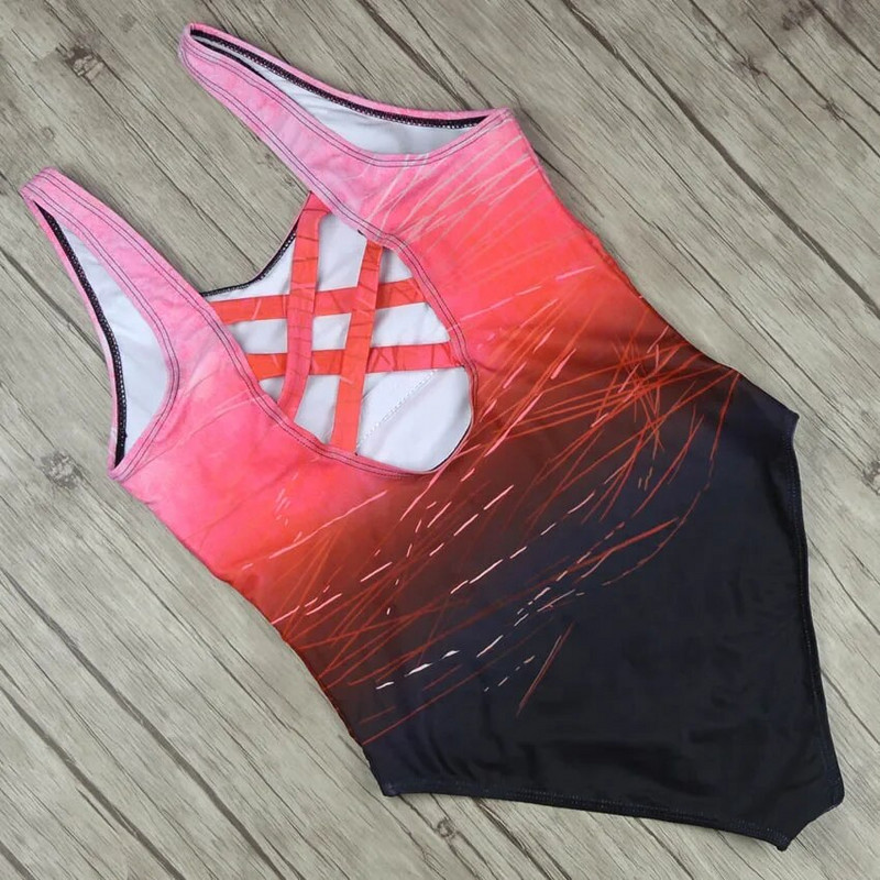 Modni jednodijelni ženski kupaći kostimi s printom za plažu Ženski seksi bikini kupaći kostim Push Up Cross Back Monokini Ljetna odjeća