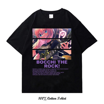 BOCCHI THE ROCK póló Vintage Harajuku Anime póló Utcai ruházat rövid ujjú divatos pamut nagy méretű pamut póló női férfi