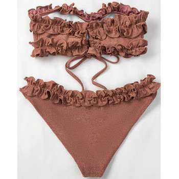 Ruffle Bandeau Μπικίνι Push Up Γυναικεία Σέξι Σετ μπικίνι 2023 Δύο τεμάχια Brazilian μαγιό Bandeau Beach Wear Μαγιό