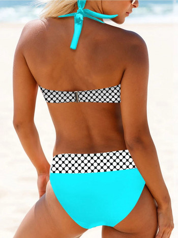 Halter Bikinis 2024 Γυναικεία Ψηλόμεση Μαγιό Γραβάτα Μπροστινό Μαγιό Γυναικεία Παραλία Καλοκαιρινό Push Up Μαγιό