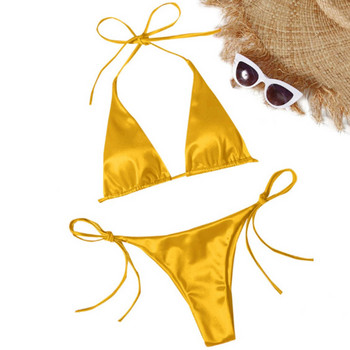 Дамски комплект бикини Bandeau Bandage Push Up бразилски бански плажно облекло Бански костюм Секси бикини Бикини с банели