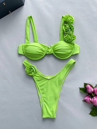 Push Up Bikini Two Pieces Σετ μπικίνι λουλούδι Γυναικείο μαγιό Brazilian Biquini Σέξι γυναικείο μαγιό Μαγιό παραλίας