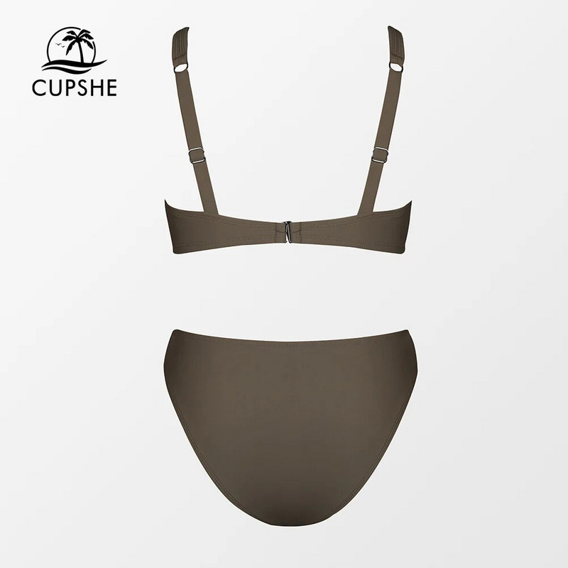 CUPSHE V-Wire Bikini kompleti srednjeg struka V-Cut Ženski kupaći kostim Seksi dvodijelni kupaći kostim s visokim krojem za plažu 2024.