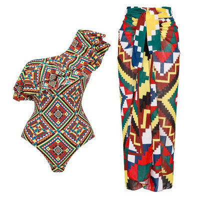 2024-es újdonság 2 részes egyrészes fürdőruha fedővel Szexi női push up fürdőruhák, virágos fodros brazil biquini