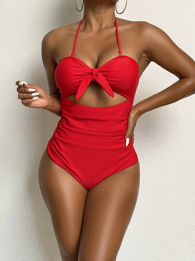 Egyrészes fürdőruha, női fürdőruha, 2024, új, háttámla nélküli, kivágott body, fűzős Monokini brazil fürdőruhák strand nyári