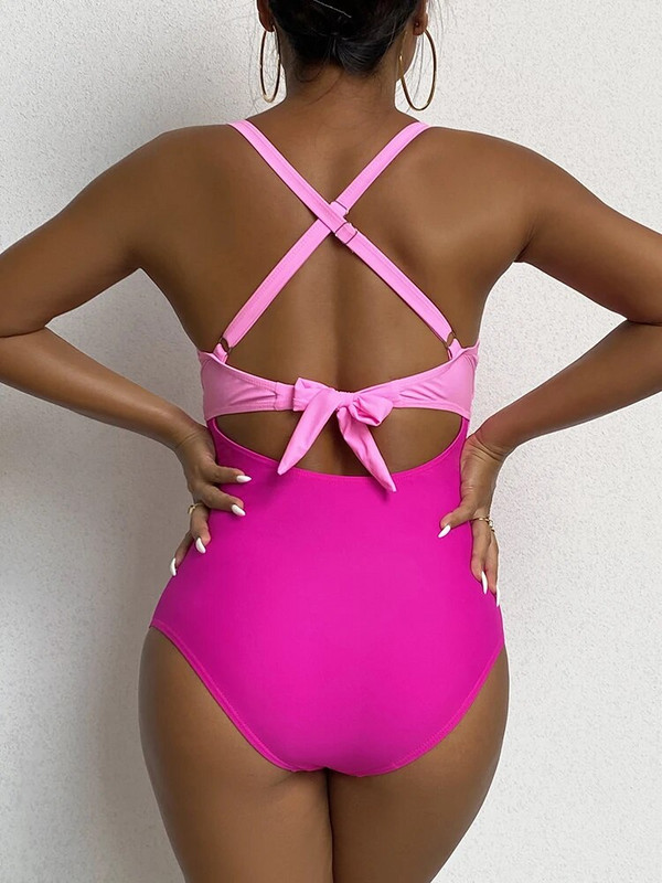 Jednodijelni kupaći kostim 2024. Novi jednobojni kupaći kostim s remenom Ženski izdubljeni seksi bodi monokini Ljetni kupaći kostim za plažu za žene