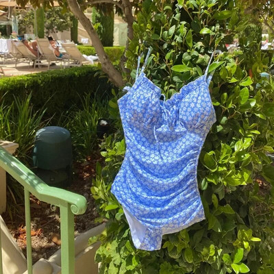 Korejski kupaći kostim Ženski Push Up jednodijelni kupaći kostim Modni monokini bodi s cvjetnim printom halterima Bez leđa Kupaći kostim otvorenih leđa