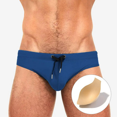 Muške gaćice za kupanje, kratke hlače za plažu, bermude za kupanje, niskog struka, seksi daska za surfanje, jednobojni kupaći kostimi, podstavljeni Push-up kupaći kostimi