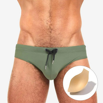 Muške gaćice za kupanje, kratke hlače za plažu, bermude za kupanje, niskog struka, seksi daska za surfanje, jednobojni kupaći kostimi, podstavljeni Push-up kupaći kostimi
