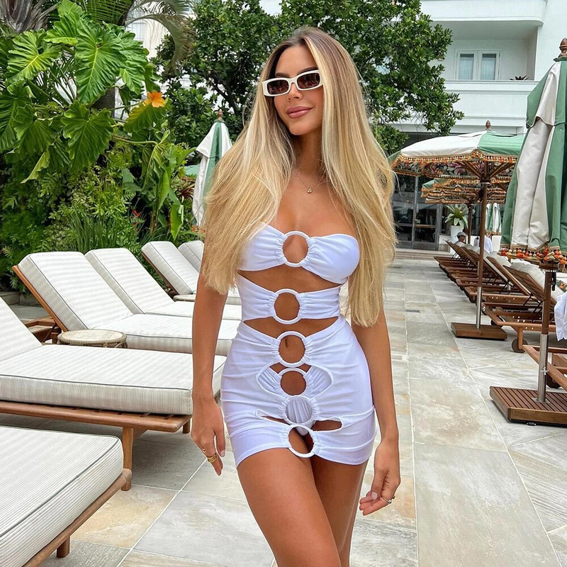 Kétrészes női tömör fekete 2024 Push-Up párnázott melltartó üreges fürdőruha fürdőruha fürdőruha strandruha Monokini női