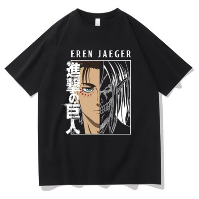 Anime Attack on Titan T Shirt AOT Eren Yeager Graphic Print Clothes Tops Fashion Plus Size Bavlnené tričko s krátkym rukávom pre ženy a mužov