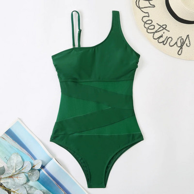 Novi jednodijelni kupaći kostim sa spojenom mrežicom Ženski seksi kupaći kostim s otvorenim ramenima Odjeća za plažu Modni kupaći kostim Kupaći kostimi Ženski bikini