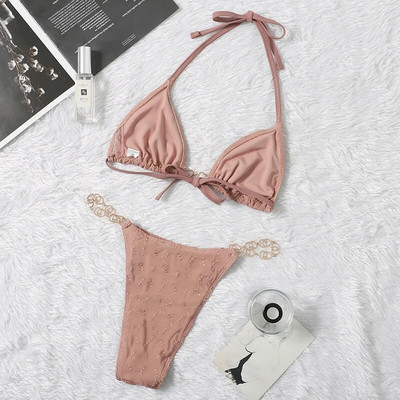 Gotoola 2023 Summer Lady σέξι μπικίνι σετ μονόχρωμο σετ μαγιό ασορτί σε στυλ παραλίας Vacation Style Wading Αθλητικά Σέξι κορίτσι