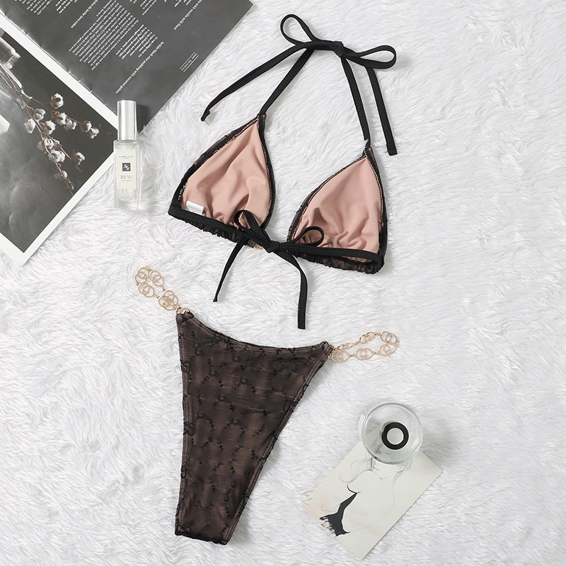 Gotoola 2023 Summer Lady σέξι μπικίνι σετ μονόχρωμο σετ μαγιό ασορτί σε στυλ παραλίας Vacation Style Wading Αθλητικά Σέξι κορίτσι