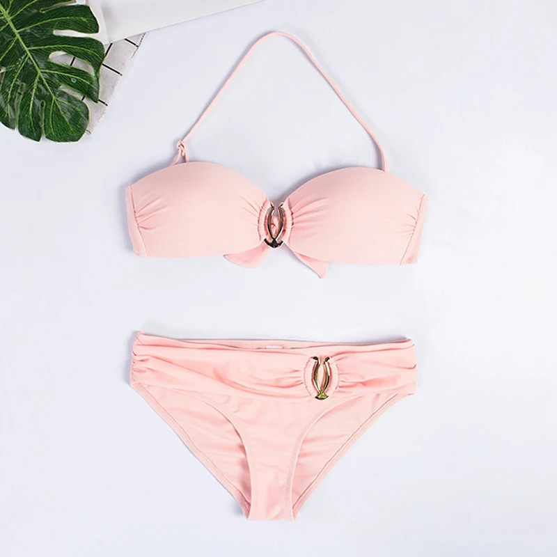 Vikionfly Секси бразилски бикини Push Up Swimsuit Women 2020 Hot Bandeau Sport Bikini Set Бански бански костюм Бански костюм XL