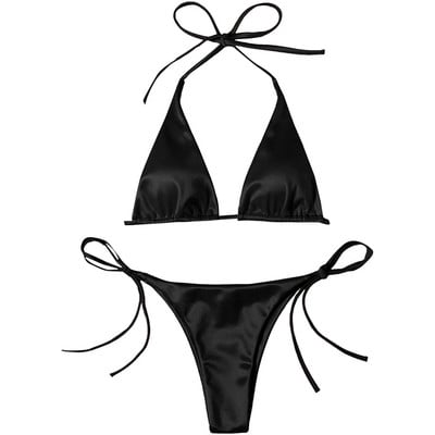 Seksi bikini satenski svileni kupaći kostim Ženski Push Up set kupaćih kostima Brazilski kupaći kostim Ljetni dvodijelni kupaći kostim za plažu koji se samovezuje