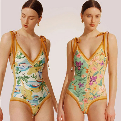 Nova jednodijelna odjeća s dvostranim printom i vintage kupaćim kostimom Kupaći kostim s zavojima Kupaći kostim za plivanje Ženska seksi odjeća za plažu Ženska odjeća