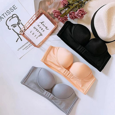 Qisin Sutien pentru femei fără sârmă Sutiene sexy Push Up invizibil cu închidere frontală Lenjerie de corp pentru femei Sutien fără bretele Bralette fără cusături