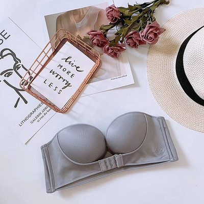 Qisin Moteriška liemenėlė be vielos Sexy Push Up, nematomos liemenėlės priekyje uždaromas apatinis trikotažas, skirtas moteriškoms liemenėlėms be petnešėlių, besiūlių apyrankių