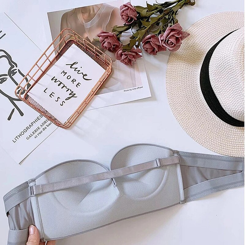 Qisin Moteriška liemenėlė be vielos Sexy Push Up, nematomos liemenėlės priekyje uždaromas apatinis trikotažas, skirtas moteriškoms liemenėlėms be petnešėlių, besiūlių apyrankių