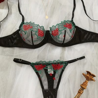 Puošnus apatinis trikotažas su gėlėmis nėriniuota liemenėlės rinkinys Prabangus, gerai atrodantis apatinis trikotažas Seksualūs Erotiniai Fėjos Egzotiški nėrinių rinkiniai