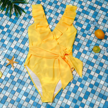 Дамски бански костюм от една част Дамски изрязани бански костюми за плуване Плажни бански костюми Бански костюми с волани Едноцветни монокини Дамски 2024