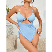 2024 Sexy Hollow Out Μαγιό Μεταλλικό Συνονθύλευμα Γυναικεία Push UP One Piece μαγιό Monokini Μαγιό με κορδόνι με πλάτη