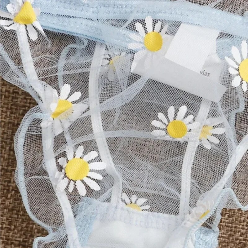 Seksi žensko donje rublje Čipkani komplet donjeg rublja s cvjetnim žicom bez ramena, mala prsa Bralette + tange Odjeća za plažu, proziran komplet grudnjaka