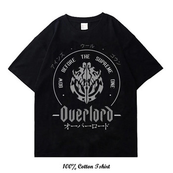 Японско аниме Overlord Графичен печат Тениска Vintage Fashion Плюс размер Памучна тениска с кръгло деколте и къс ръкав Жени Мъжки